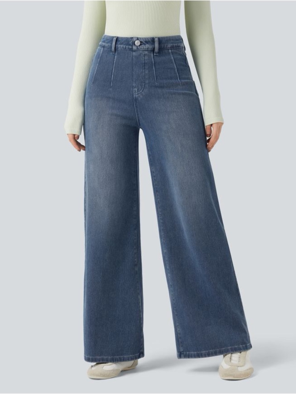 Halara Flex High Waisted Tummy Control Wide Leg Casual Jeans with Pockets NWT